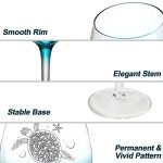 Turtle Design Hand Blown Wine Glasses - Set of 2