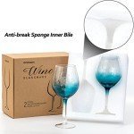 Turtle Design Hand Blown Wine Glasses - Set of 2