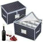 Wine Glass Storage Box Set with Dividers - Grey