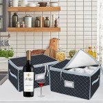 Wine Glass Storage Box Set with Dividers - Grey