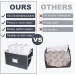 Wine Glass Storage Box Set with Dividers - Grey