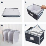 Wine Glass Storage Box Set with Dividers - Grey