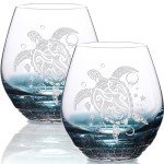 Sea Turtle Wine Glasses Set - Teal Tortoise Design