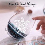 Sea Turtle Wine Glasses Set - Teal Tortoise Design