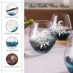 Sea Turtle Wine Glasses Set - Teal Tortoise Design
