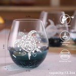 Sea Turtle Wine Glasses Set - Teal Tortoise Design