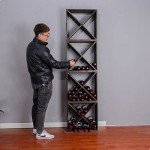 Stackable Rustic Wood Wine Rack for 48 Bottles
