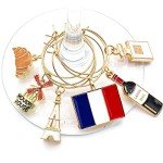 French Wine Glass Charms Set with Icons