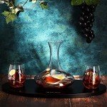 Hand Painted Decanter & Stemless Wine Glass Set