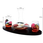 Hand Painted Decanter & Stemless Wine Glass Set