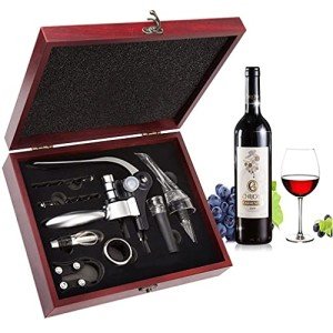 Wine Opener Kit with Wood Case & Accessories