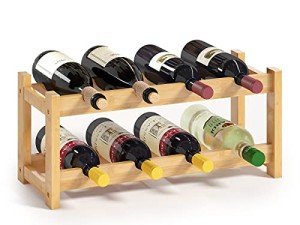 8-Bottle Bamboo Wine Rack - Freestanding Countertop Holder