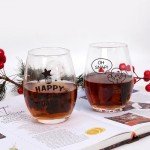Funny Christmas Stemless Wine Glass Set of 4