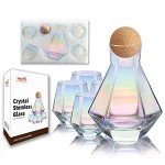 Iridescent Wine Glasses Set with Cork Stopper