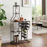 5-Tier Freestanding Wine Rack with Glass Holder