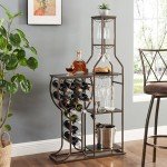 5-Tier Freestanding Wine Rack with Glass Holder