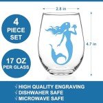 Set of 4 Mermaid Stemless Wine Glasses