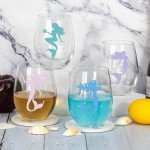 Set of 4 Mermaid Stemless Wine Glasses
