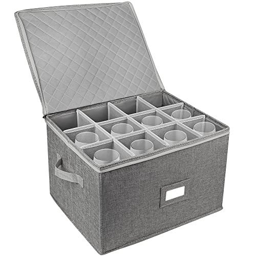 Stackable Wine Glass Storage Box with Dividers