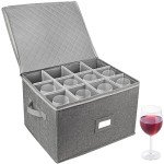 Stackable Wine Glass Storage Box with Dividers