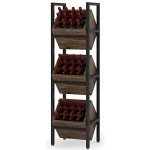 Tribesigns 3-Tier Wooden Freestanding Wine Rack