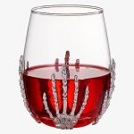 Set of 2 Stemless Skeleton Wine Glasses