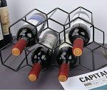 Black Metal Honeycomb Wine Rack for 9 Bottles