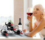 Black Metal Honeycomb Wine Rack for 9 Bottles