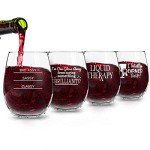 Set of 4 Funny Stemless Wine Glasses