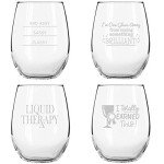 Set of 4 Funny Stemless Wine Glasses