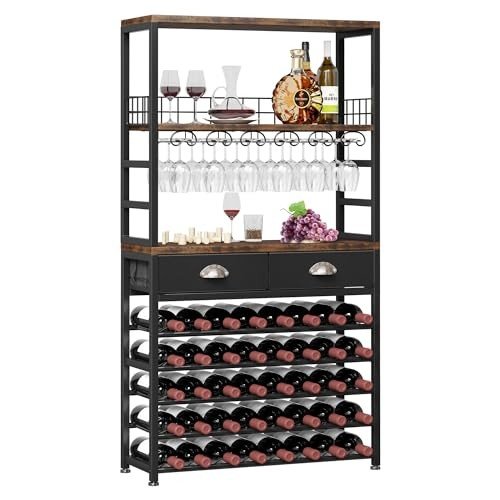Homeiju 6-Tier Wine Cabinet with Storage Drawer