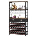Homeiju 6-Tier Wine Cabinet with Storage Drawer