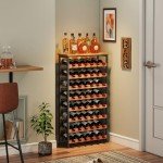 48-Bottle Freestanding Wine Rack with Wood Top