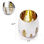 Gold Etched Holiday Stemless Wine & Water Glass Set