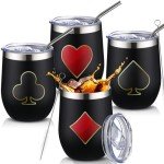 Casino-Themed Stainless Steel Wine Tumblers Set