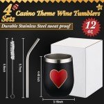 Casino-Themed Stainless Steel Wine Tumblers Set