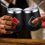 Casino-Themed Stainless Steel Wine Tumblers Set