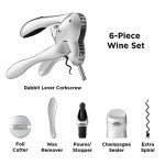 6-Piece Rabbit Wine Tool Set in Silver