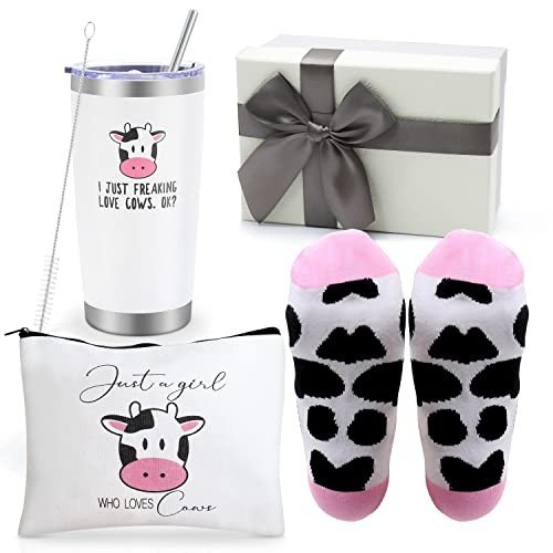 Cute Cow Print Wine Tumbler and Gift Set