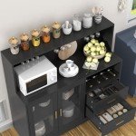 LED Wine Bar Cabinet with Glass Rack & Storage