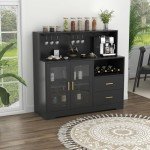 LED Wine Bar Cabinet with Glass Rack & Storage