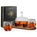 NutriChef 750ml Glass Whiskey Decanter Set