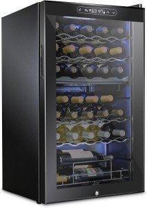 33-Bottle Wine Cooler with Lock and Temp Control