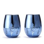 Vibrant Blue Stemless Wine Glass Set of 2