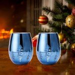 Vibrant Blue Stemless Wine Glass Set of 2