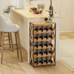 20-Bottle Freestanding Wooden Top Wine Rack