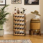 20-Bottle Freestanding Wooden Top Wine Rack