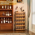 20-Bottle Freestanding Wooden Top Wine Rack