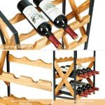 20-Bottle Freestanding Wooden Top Wine Rack