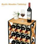 20-Bottle Freestanding Wooden Top Wine Rack